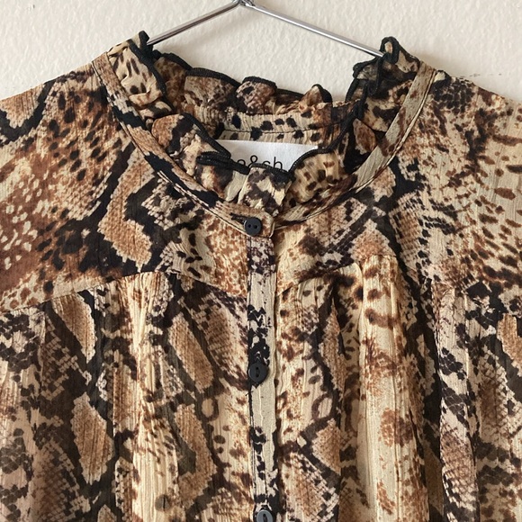 ba&sh Rackel Ruched Snake-Print Georgette Mini Dress XS - Picture 6 of 16